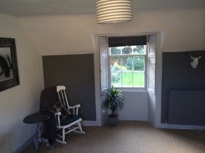 The window view now, where the bed used to be in the top photo.