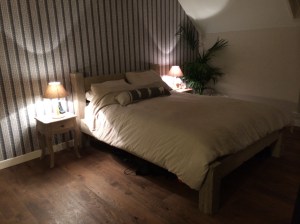 And the kind of key part of a bedroom - the bed, complete with woolly walls