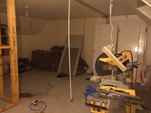 The room as a building site with the ensuite going in on the left.