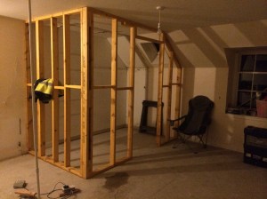 The ensuite box going in