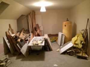 The nursery and bathroom mid destruction